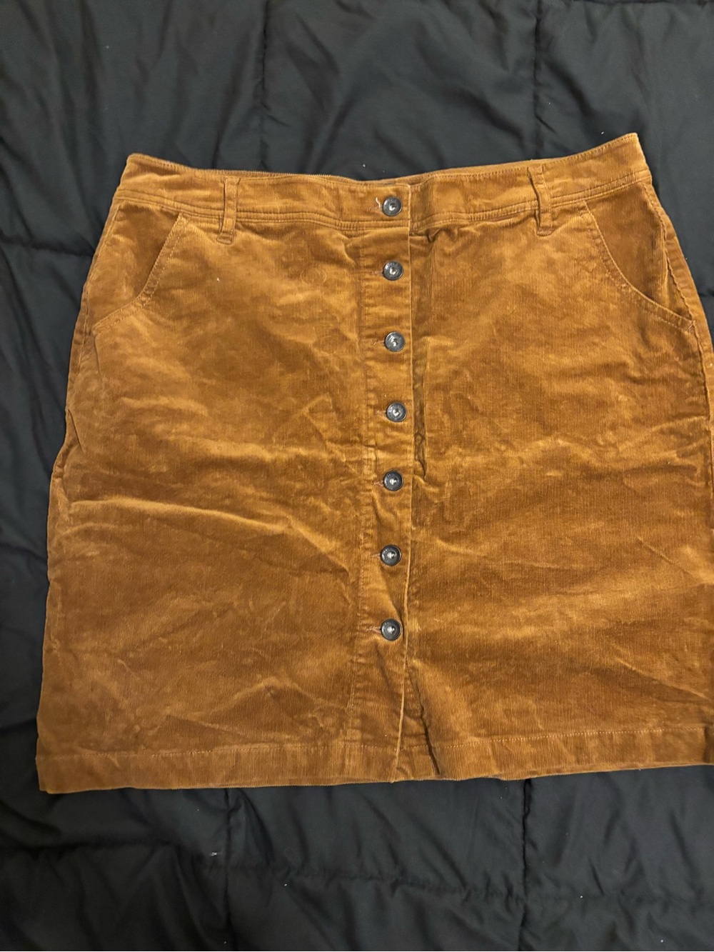 Brown Icône Button-Front Corduroy Mini Skirt